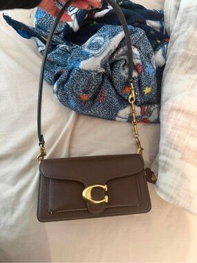 Coach Brown Pebbled Leather Shoulder Bag tabby